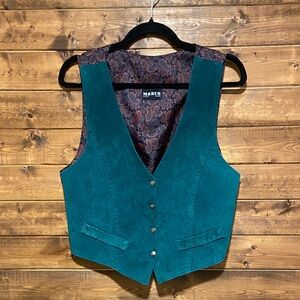 Marco Genuine Leather Vintage Vest – Paisley Lined – Size M
